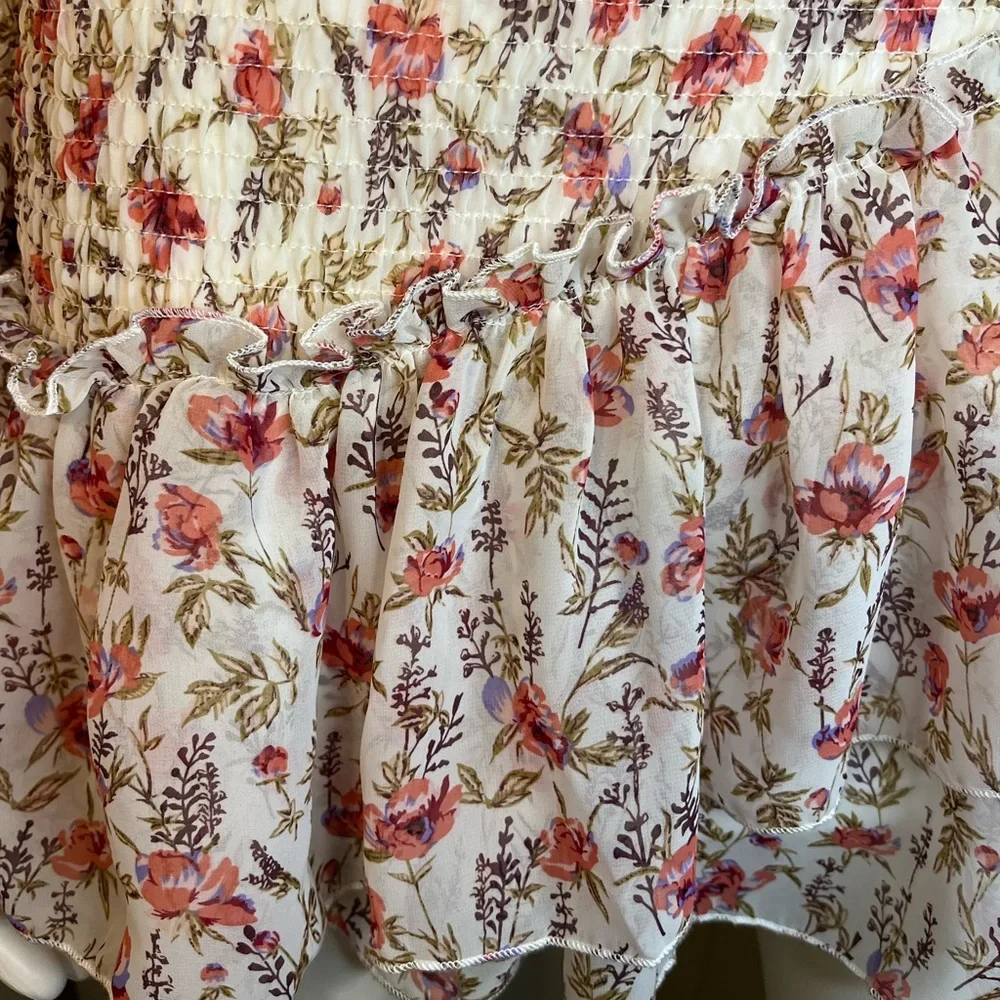 Princess Polly Floral Smocked Ruffle Layered Skirt Long Sleeve Dress ~ Size 8 - Picture 9 of 12